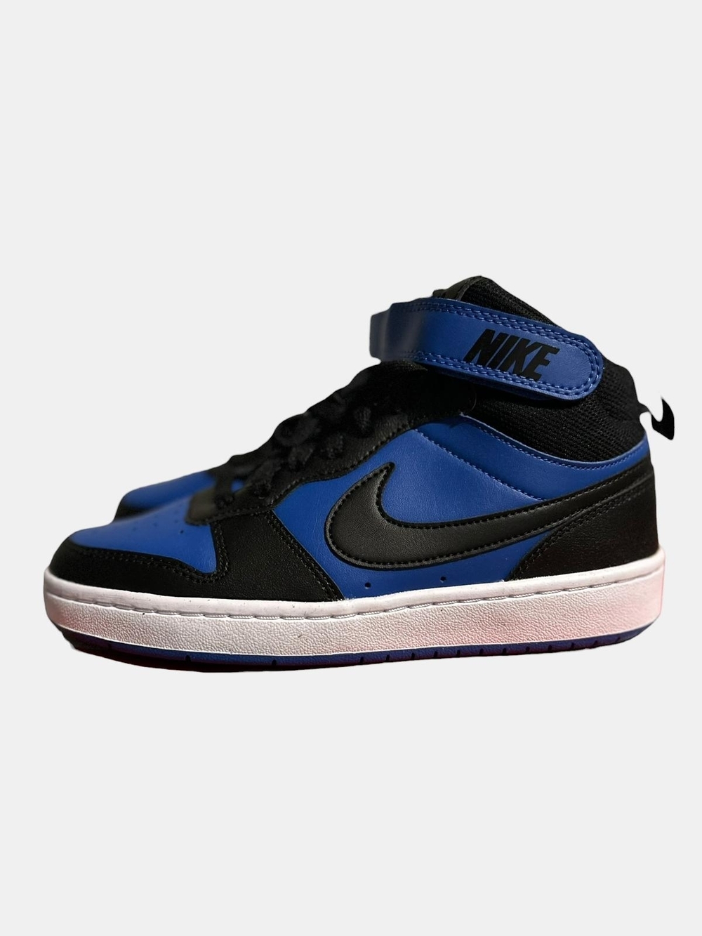 Nike Black and Blue Mid-Top Sneakers with White Sole